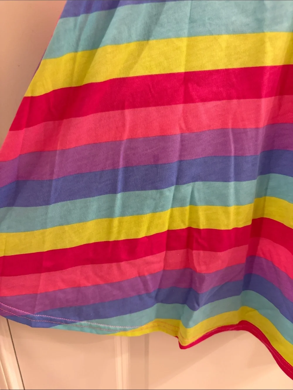 Girls' Long Sleeve Rainbow Stripe Dress - Bright Multicolor